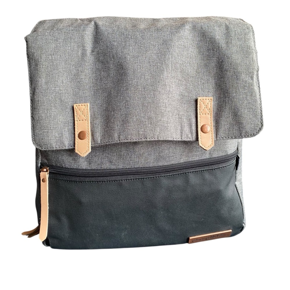 Petunia Pickle Bottom Meta Backpack Diaper Bag Travel Leather Gray Black Pack